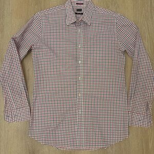 Paul Smith Mens Dress Shirt 17/43 Red Blue Check Gingham Business Casual Preppy